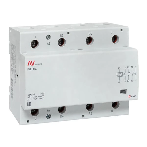 Контактор модульный КМ 100А 2NO+2NC 230VAC (6 мод,) AVERES EKF