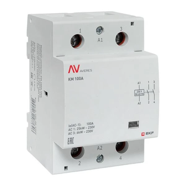 Контактор модульный КМ 100А 2NО 230VAC (3 мод,) AVERES EKF