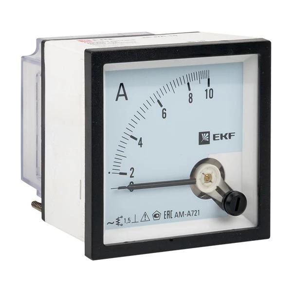 Амперметр AMA-721 аналоговый на панель (72x72) квадратный вырез 10А прямое подкл, EKF