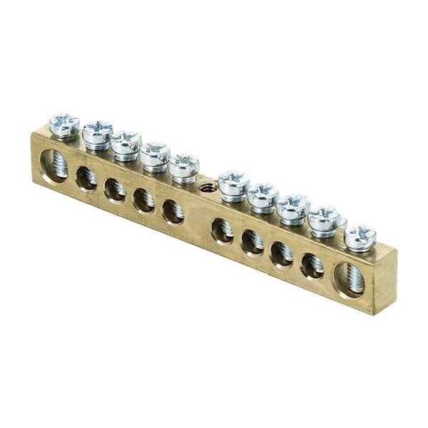 Шина PEN "ноль-земля" (6x9мм) 10 отверстий латунь крепеж по центру розничный стикер EKF PROxima