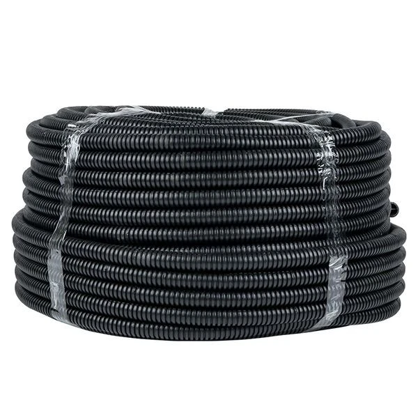 Труба гофр, ПНД тяжелая с протяжкой d20 мм (100 м) черная EKF-Plast