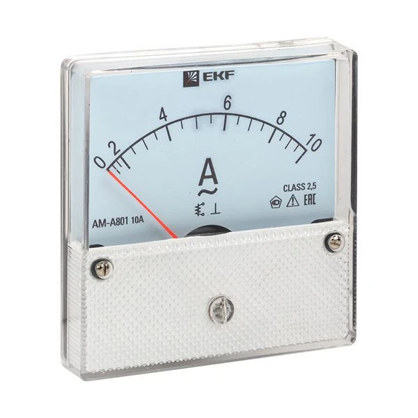 Амперметр AMA-801 аналоговый на панель (80x80) круглый вырез 10А прямое подключение EKF