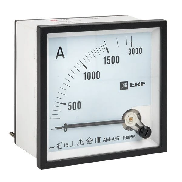 Амперметр AMA-961 аналоговый на панель (96x96) квадратный вырез 1500А трансф, подкл, EKF