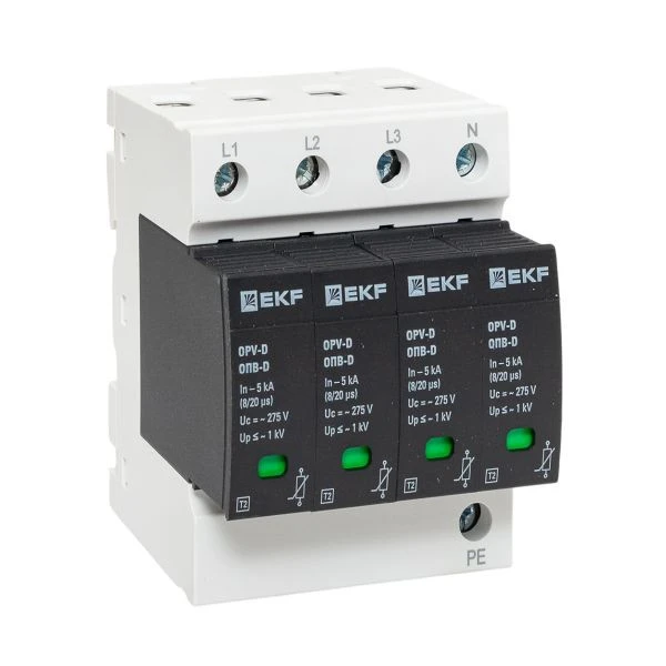 Ограничитель импульсных напряжений ОПВ-D/4P In 5кА 275В с сигн, EKF PROxima