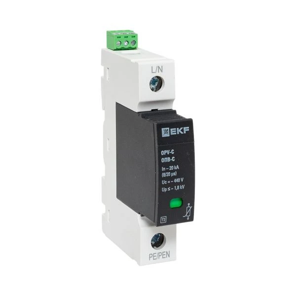 Ограничитель импульсных напряжений ОПВ-C/1P In 20кА 440В с сигн, EKF