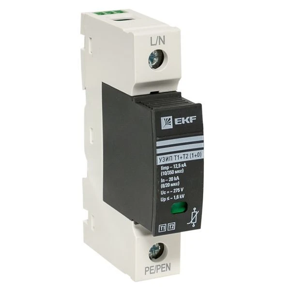 Устройство защиты от импульсных перенапряжений Т1+Т2, Iimp-12,5kA, In-20kA, Uc-275В, 1+0 EKF