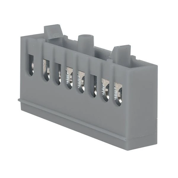 Шина "фаза" L (6x9мм) 8 отверстий латунь серый изолированный корпус на DIN-рейку EKF PROxima