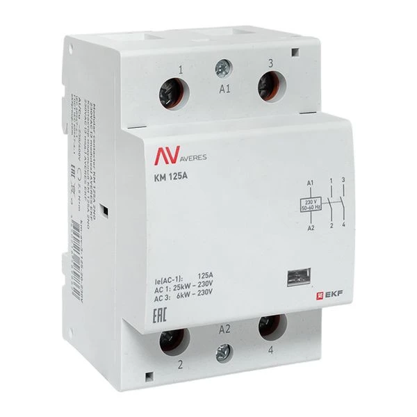 Контактор модульный КМ 125А 2NО 230VAC (3 мод,) AVERES EKF