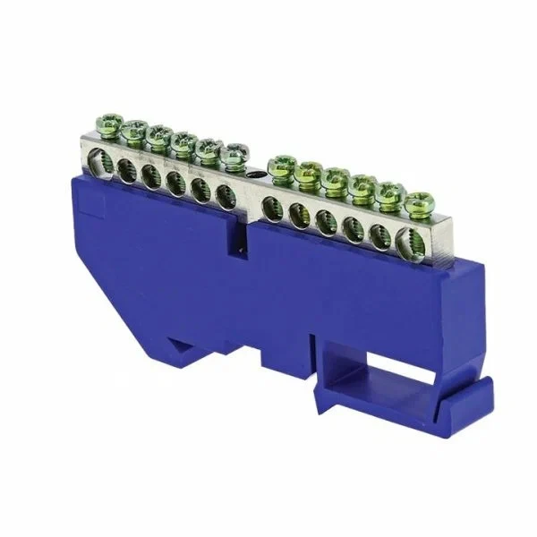 Шина "0" N (6x9мм) 14 отв, цинк синий изолятор на DIN-рейку EKF PROxima