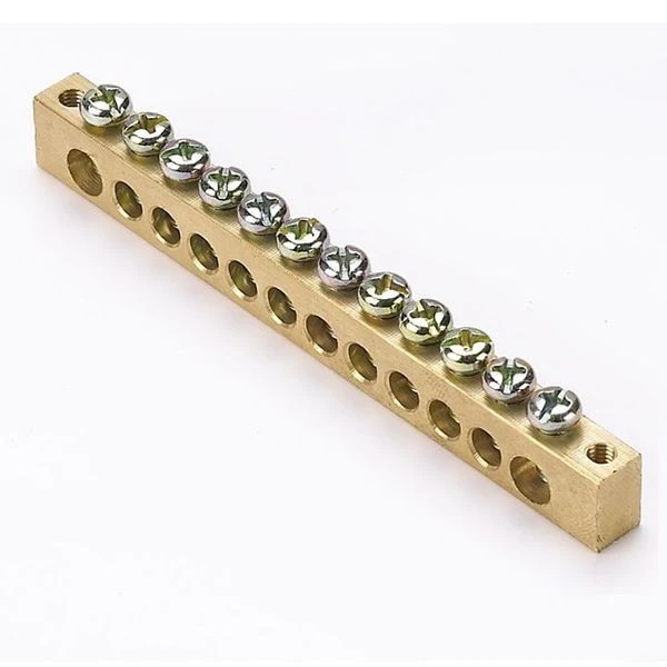 Шина PEN "ноль-земля" (8x12мм) 12 отверстий латунь крепеж по краям EKF PROxima