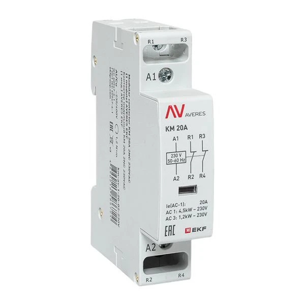 Контактор модульный КМ 20А 2NC 230VAC (1 мод,) AVERES EKF