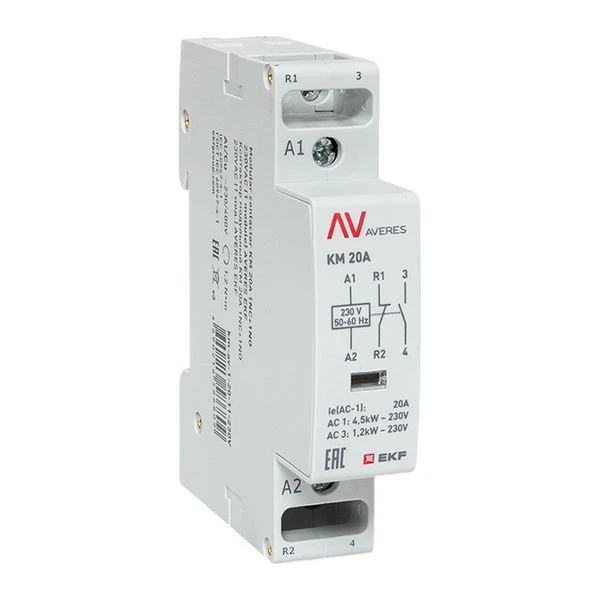 Контактор модульный КМ 20А 1NC+1NO 230VAC (1 мод,) AVERES EKF
