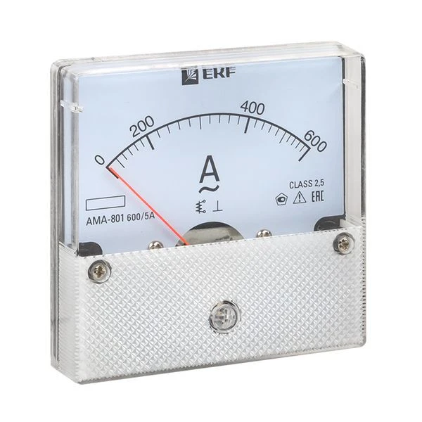 Амперметр AMA-801 аналоговый на панель (80x80) круглый вырез 600А трансф, подкл, EKF