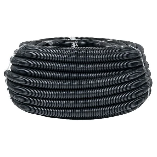 Труба гофр, безгалогеновая FRHF с протяжкой d32 мм (50 м) черная EKF-Plast