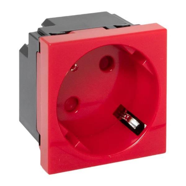 Розетка 45x45 с зазем, 45 градусов, быстрозажимные клеммы, красная EKF