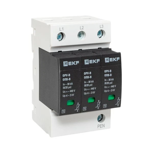 Ограничитель импульсных напряжений ОПВ-B/3P In 30кА 440В с сигн, EKF PROxima