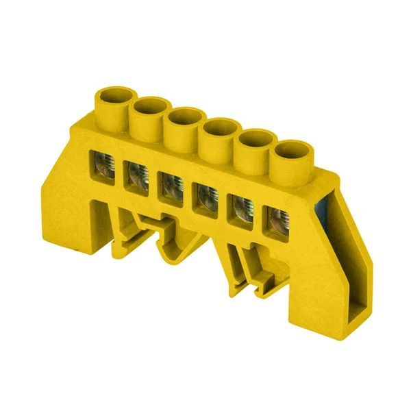 Шина "0" РЕ (8x12мм) 6 отверстий латунь желтый нейлоновый корпус комбинированный EKF PROxima