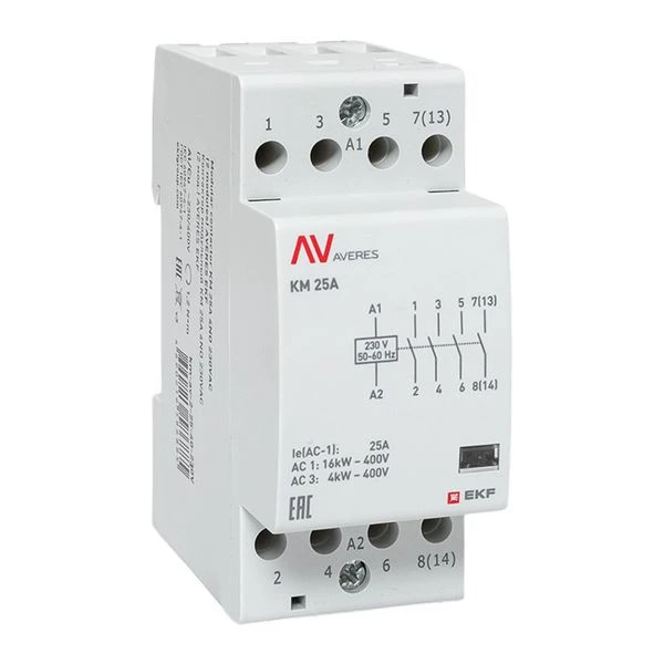 Контактор модульный КМ 25А 4NO 230VAC (2 мод,) AVERES EKF