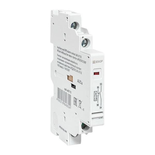 Контакт сигнализации аварийного отключения + вспомогательный контакт мгновенного действия АПД/GV2 АК-0110 1НЗ (авар,) + 1НО EKF