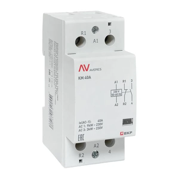 Контактор модульный КМ 40А 1NC+1NO 230VAC (2 мод,) AVERES EKF