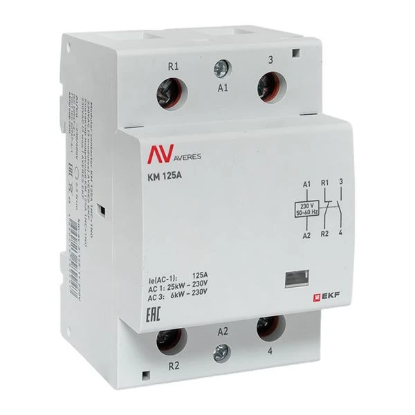 Контактор модульный КМ 125А 1NC+1NO 230VAC (3 мод,) AVERES EKF