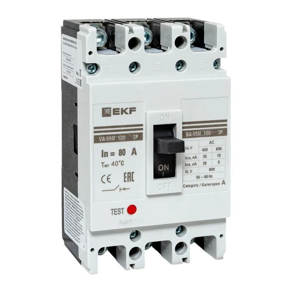 Выключатель автоматический ВА-99М 100/80А 3P 35кА EKF