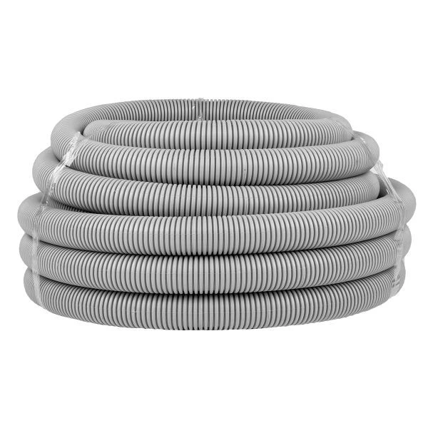 Труба гофр, ПВХ с протяжкой d40 мм (15 м) серая EKF-Plast