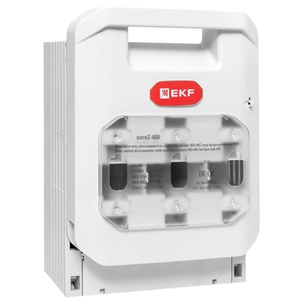 Выключатель-разъединитель УВРЭ v2 400А с дополнительным контактом (NO+NC) откидного типа под предохранители ППН (габ,2) EKF