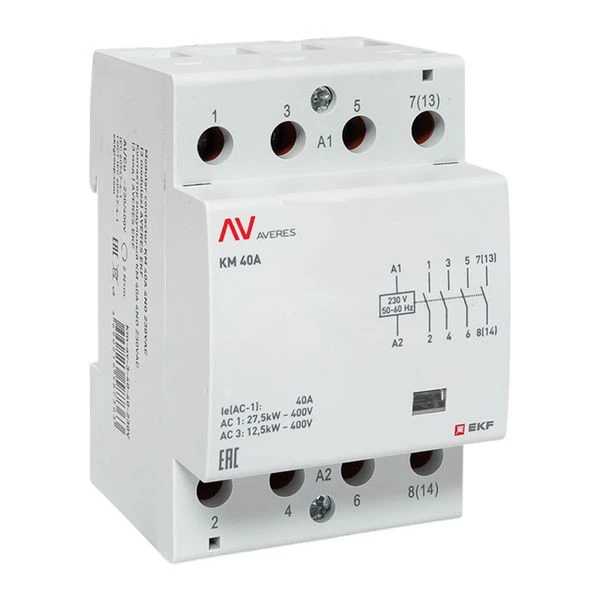 Контактор модульный КМ 40А 4NO 230VAC (3 мод,) AVERES EKF