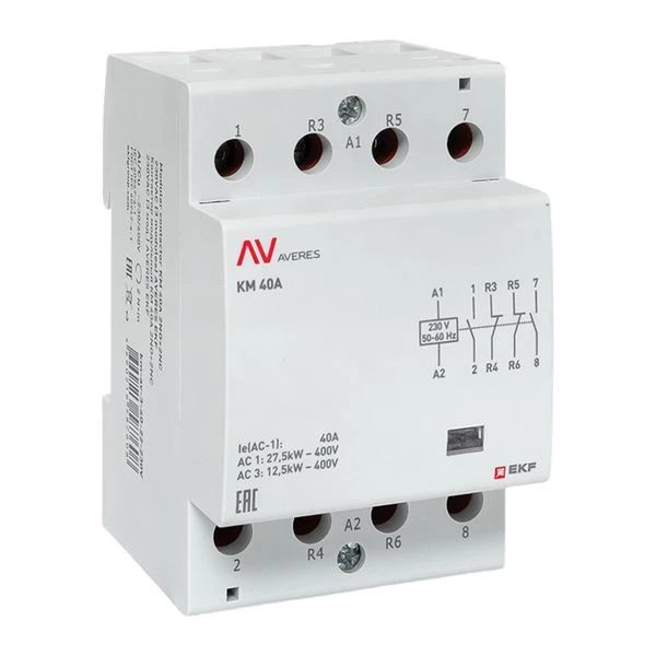 Контактор модульный КМ 40А 2NO+2NC 230VAC (3 мод,) AVERES EKF