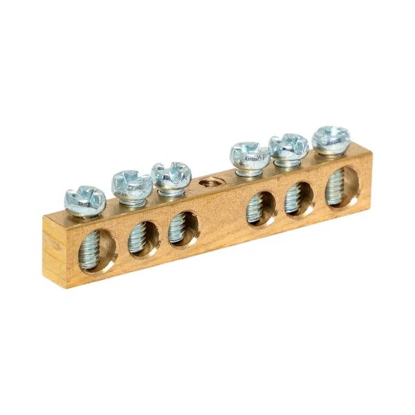 Шина PEN "ноль-земля" (6x9мм) 6 отверстий латунь крепеж по центру розничный стикер EKF PROxima