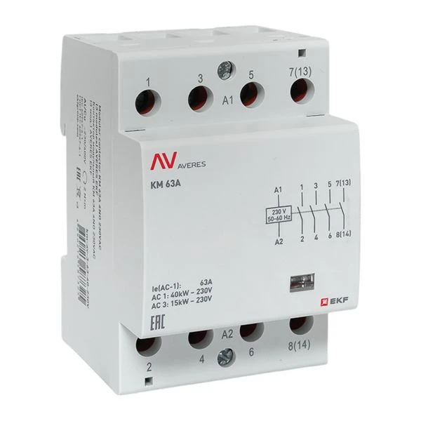 Контактор модульный КМ 63А 4NO 230VAC (3 мод,) AVERES EKF