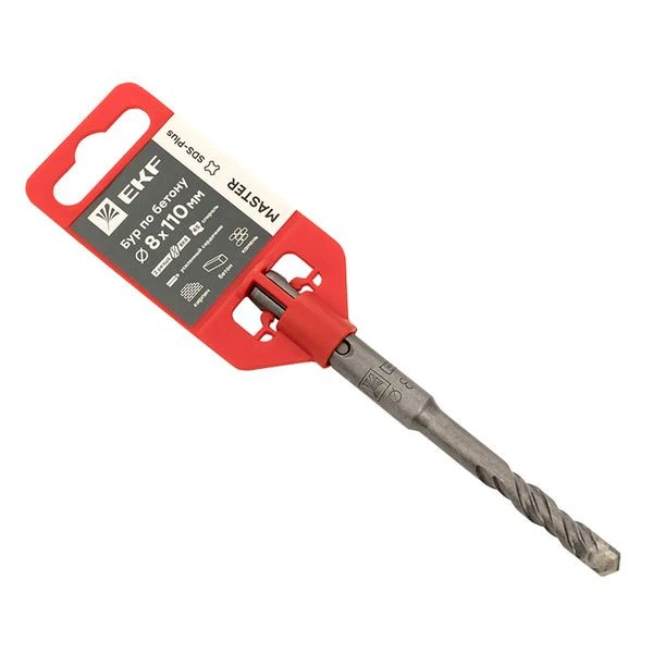 Бур по бетону SDS-plus 8x110 мм (2 резца)(4S спираль) EKF Master