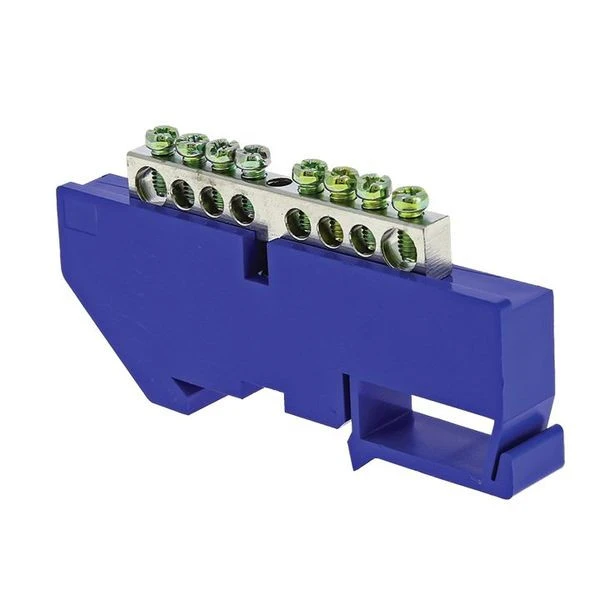 Шина "0" N (6x9мм) 8 отв, цинк синий изолятор на DIN-рейку EKF PROxima