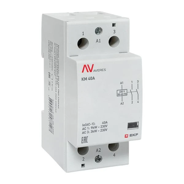 Контактор модульный КМ 40А 2NО 230VAC (2 мод,) AVERES EKF