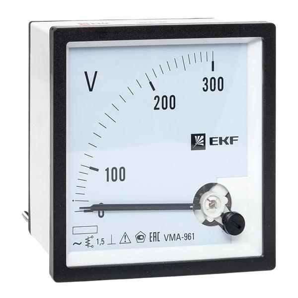 Вольтметр VMA-961 аналоговый на панель (96x96) квадратный вырез 300В прямое подкл, EKF PROxima