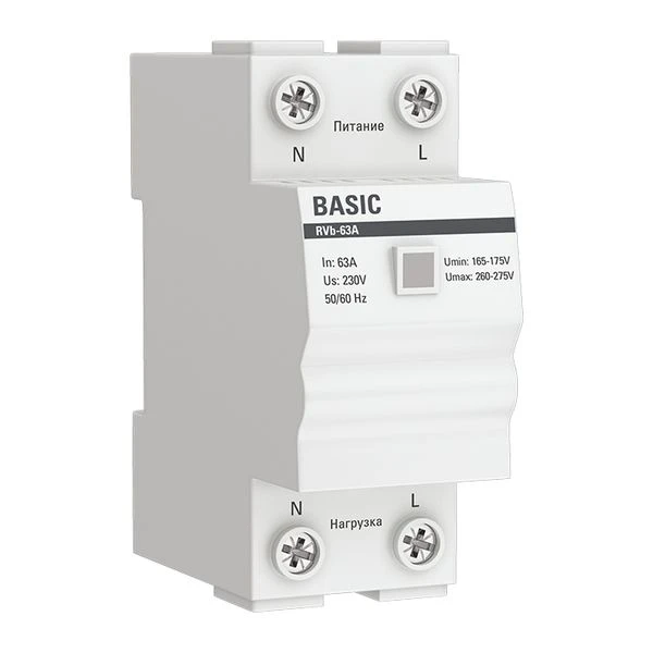 Реле напряжения (сквозное подкл,) RVb-63A EKF Basic