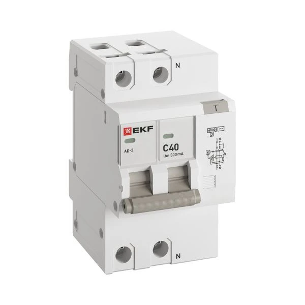 Дифференциальный автомат АД-2 40А/300мА (хар, C, AC, электронный) 6кА EKF PROxima