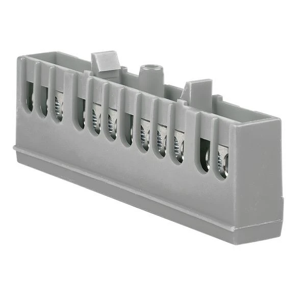 Шина "фаза" L (6x9мм) 12 отверстий латунь серый изолированный корпус на DIN-рейку EKF PROxima