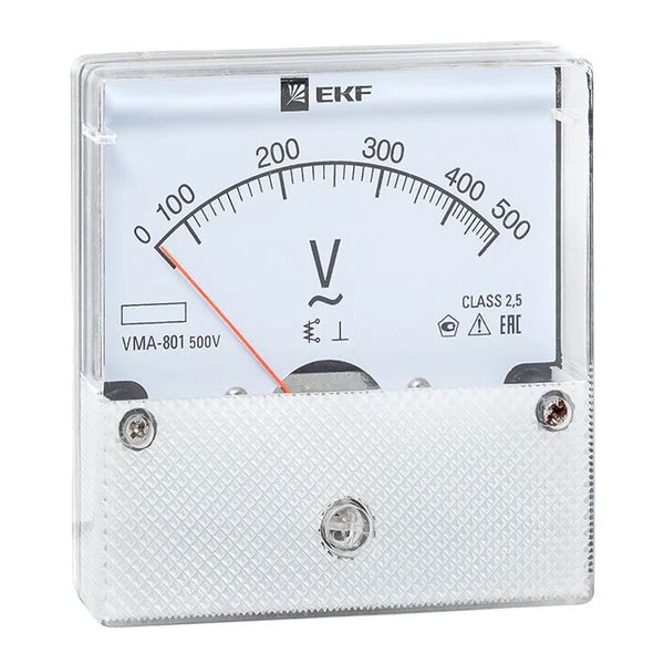 Вольтметр VMA-801 аналоговый на панель (80x80) круглый вырез 500В прямое подкл, EKF PROxima