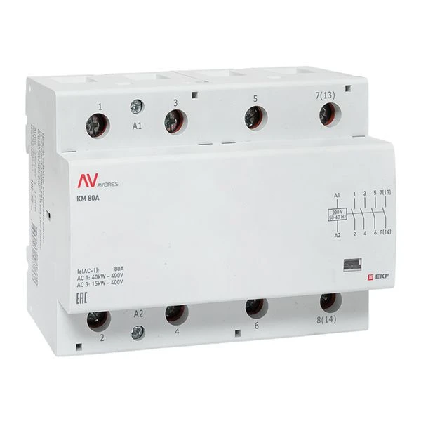 Контактор модульный КМ 80А 4NO 230VAC (6 мод,) AVERES EKF