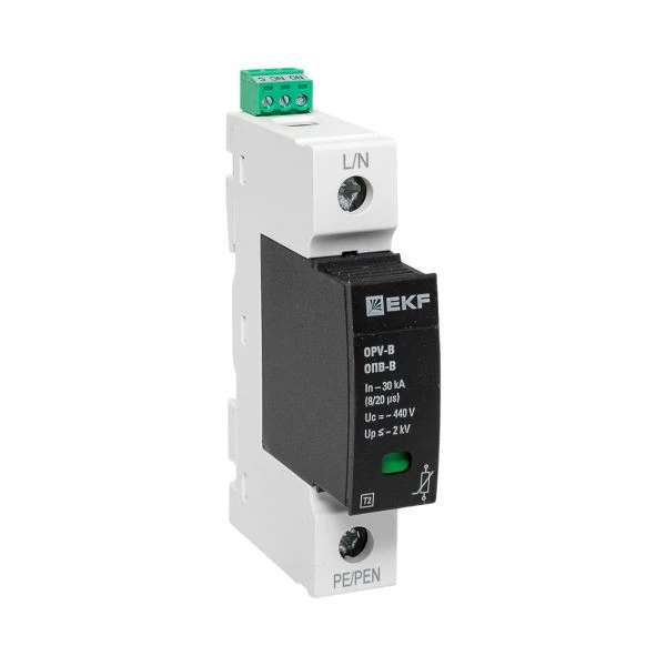 Ограничитель импульсных напряжений ОПВ-B/1P In 30кА 440В с сигн, EKF PROxima