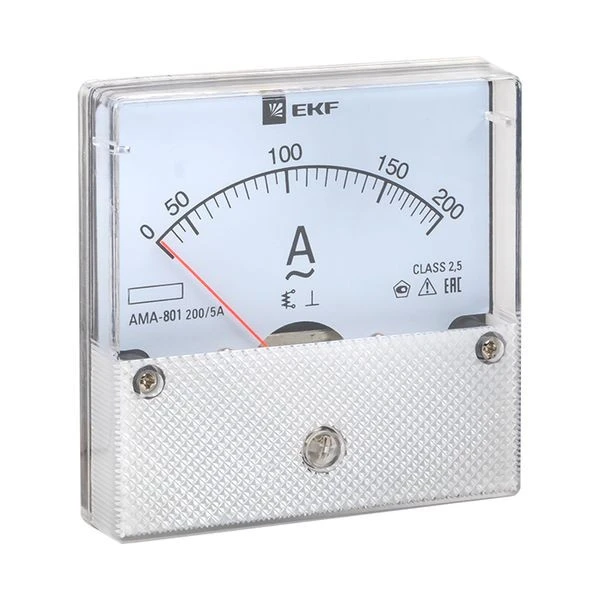Амперметр AMA-801 аналоговый на панель (80x80) круглый вырез 200А трансф, подкл, EKF