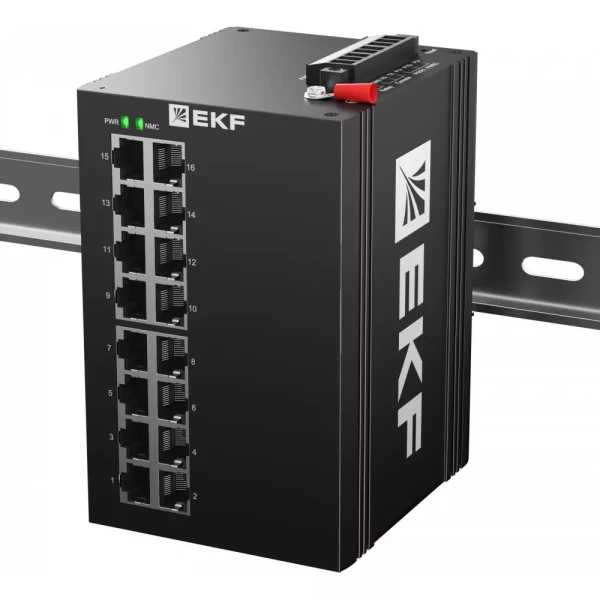 Промышленный управляемый коммутатор уровня L2 ML2-16GTP, 16 портов 10/100/1000Base-T(X) RJ45 c PoE, монтаж на динрейку TSX EKF