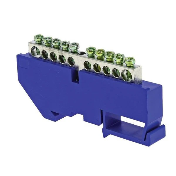 Шина "0" N (6x9мм) 10 отв, цинк синий изолятор на DIN-рейку EKF PROxima