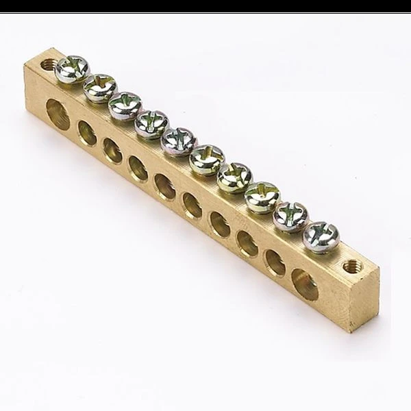 Шина PEN "ноль-земля" (8x12мм) 10 отверстий латунь крепеж по краям EKF PROxima