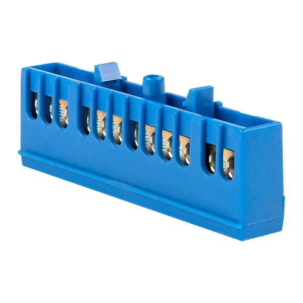 Шина "0" N (6x9мм) 12 отверстий латунь синий изолированный корпус на DIN-рейку EKF PROxima