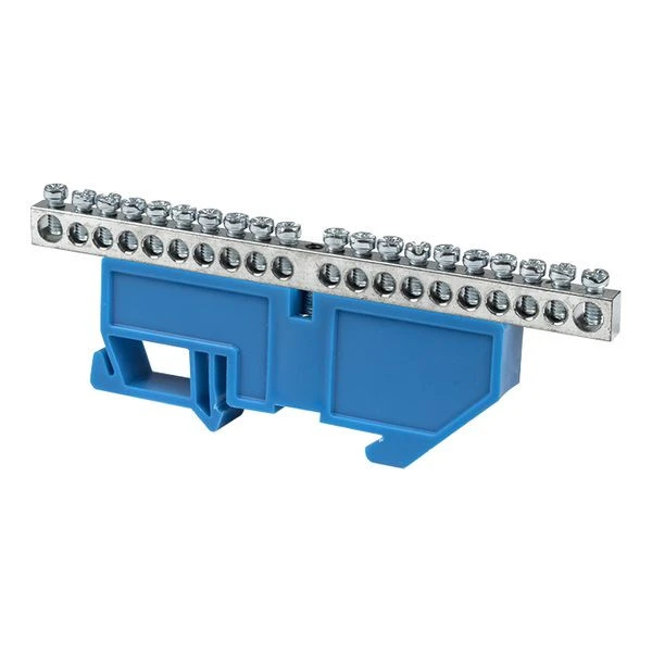 Шина "0" N (6x9мм) 20 отв, цинк синий изолятор на DIN-рейку EKF PROxima