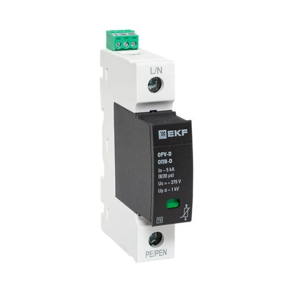 Ограничитель импульсных напряжений ОПВ-D/1P In 5кА 275В с сигн, EKF PROxima