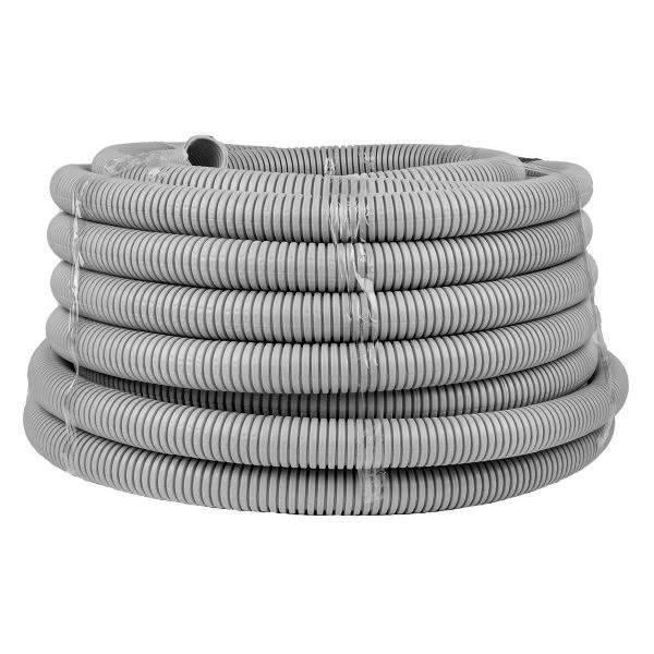 Труба гофр, ПВХ с протяжкой d32 мм (25 м) серая EKF-Plast